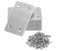 20 soportes rectos de metal de acero inoxidable con tornillos, soporte recto para reparación de placa de reparación, soporte de madera, conector de reparación de unión, soporte de fijación