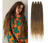 20 Strands Dreadlock Extensions 24 Inch Synthetic Hippie Single Ended Dreads Ginger 0.6 cm Width Loc Extensions Reggae Style Crochet Hair for Women (4/27)
