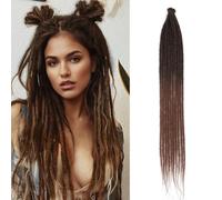 20 Strands Dreadlock Extensions 24 Inch Synthetic Hippie Single Ended Dreads Ginger 0.6 cm Width Loc Extensions Reggae Style Crochet Hair for Women (1B/30)