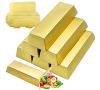 20 Stück Goldbarren SüßIgkeiten Boxen GefäLschte Goldbarren Piratenschatz Goldene Geschenkbox Replik Goldbarren Party Favor Boxen für Geburtstag Weihnachten Halloween Pirate Party