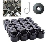 20 Tapones de Rosca Antirrobo Tapas de Tuerca de Rueda Con Gancho 25mm | Tapas Cubiertas para Tapones para Tornillos de Rueda Otras Ruedas de Neumáticos de Automóvil Resistentes y duraderos(Negro)