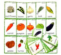 20 Tarjetas de Verduras, Tarjetas para Aprender Las primeras Palabras en inglés para Profesores/terapeutas de Autismo, Materiales didácticos de ESL para la educación en casa y Herramientas