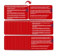 20 tarjetas para conocer tus derechos constitucionales, tarjeta roja de derechos de inmigración cuando te detienen las fuerzas del orden CE o por la interacción policial FBI Basic Freedoms (3.37 x 2.1