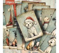 20 Tarjetas Postales Vintage de Invierno y Navidad para Amantes de Perros - Colección de Cachorros , Papeles Retro para Álbumes de 4x6 Pulgadas , Tarjetas Coleccionables para Diarios