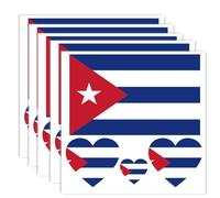 20 tatuajes de bandera cubana, pegatinas decorativas de bandera cubana, pegatinas rectangulares de corazón impermeables para fiestas desfiles Cuba (5 hojas)