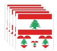 20 tatuajes de la bandera del Líbano, pegatinas decorativas de banderas libanesas, pegatinas rectangulares de corazón impermeables para fiestas desfiles de Lebanon (5 hojas)