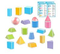 20-teiliges Geometrische Körper Set - Faltbare 3D Formen für den Unterricht, Transparente Mathematische Lehrmittel für Volumen & Oberflächenberechnung, MINT Mathe-Lernspielzeug aus PP, Grundschule