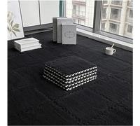 20 Tiles Solid Colored Plush Foam Play Mat, 12x12x0.4 in Square Puzzle Play Mats,EVA Foam Mats for Bedroom,Shaggy Bedside Indoor Floor Rug,Negro