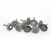 20 tiradores vintage de cerámica con distintos diseños de flores, ideales para puertas, armarios, cajones y cómodas, diseños distintos, color negro