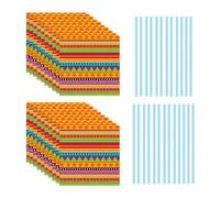 20 toallas de papel mexicano a rayas coloridas, 25 pajitas, decoraciones de fiesta de cumpleaños para adultos, servilletas de fiesta coloridas y elegantes, decoraciones de fiesta mexicanas