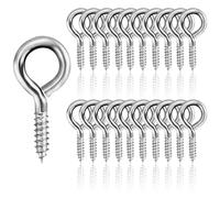 20 tornillos con ojales, inoxidable cáncamos, ojales de tornillo, ganchos de tornillo de bloqueo, ganchos de anillo de techo, para hamacas, toldos, sillas mecedoras, cable fijo (plata)