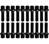 20 tornillos de rueda collarín de bolas negro M14 x 1,5 27mm R13 compatible con Audi, VW, Seat, Skoda