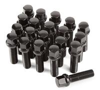 20 tornillos de rueda extendidos para espaciadores de rueda, M14 x 1,5 x 45 mm, unión esférica R13 SW 17 mm, compatible con la mayoría de Audi Volkswagen (negro)
