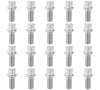 20 tornillos de rueda M14 x 1,5 x 27 mm para espaciadores de rueda, 17 mm hexagonal, R13 de acero de aleación, compatibles con la mayoría de los modelos Audi y Volkswagen (plateado)