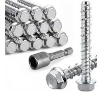 20 tornillos para hormigón sin tacos, M6 x 60 mm, cabeza hexagonal, tornillo para hormigón galvanizado con arandela, tornillos de pared con llave hexagonal para mampostería, hormigón, arquitectura