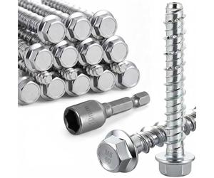 20 tornillos para hormigón sin tacos, M6 x 60 mm, cabeza hexagonal, tornillo para hormigón galvanizado con arandela, tornillos de pared con llave hexagonal para mampostería, hormigón, arquitectura