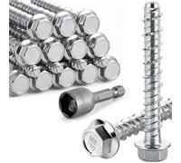 20 tornillos para hormigón sin tacos, M8 x 100 mm, cabeza hexagonal, tornillo para hormigón galvanizado con arandela, tornillos de pared con hexágono para mampostería, hormigón, arquitectura