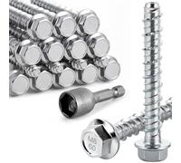 20 tornillos para hormigón sin tacos, M8 x 60 mm, cabeza hexagonal, tornillo para hormigón galvanizado con arandela, tornillos de pared con hexágono para mampostería, hormigón, arquitectura