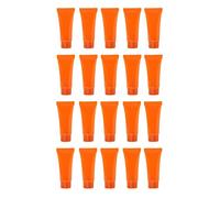 20 tubos vacíos de plástico de 10 ml para loción corporal, crema, brillo de labios, color naranja, 6,5 x 3 cm