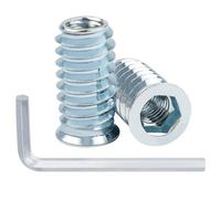 20 tuercas roscadas M10 x 25 mm, Leryati Inserto de rosca de madera, manguitos roscados, casquillo roscado, aleación de zinc, tuerca de impacto, hexágono interior, tuercas para muebles de madera