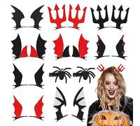 20 Uds Pinzas Pelo Niña Mujer de Halloween, Accesorios para El Pelo con Murciélago, Araña, Alas y Tridente - Horquillas Clips para Niñas y Mujeres