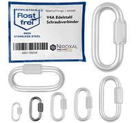 20 unidades 4-mm V4A acero inoxidable mosquetón de cadena forma corta, recta y robusta carga de rotura 600 kg conector de cadena mosquetón atornillado eslabón de emergencia