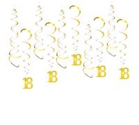 20 unidades de 18 cumpleaños decorativas doradas en espirales para decoración de 18 cumpleaños, decoración para fiestas de cumpleaños para niños y niñas