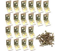 20 unidades de conectores de ángulo de 90 grados de color amarillo galvanizados para soporte de estanterías con tornillos, se utiliza para la instalación de soportes (25 x 25 x 15 mm)