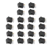 20 unidades de interruptor basculante redondo de 12 V con luz LED, interruptor de palanca encendido-apagado SPST, 3 pines y 2 niveles KCD1 con botones iluminados en azul, verde,