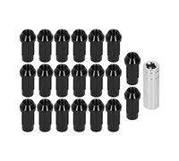20 unidades de tuercas de orejeta de bloqueo con orificio pasante de aluminio 7075 - T6, roscadas M14x1.5, de 2 pulgadas de altura, para llantas personalizadas y vehículos todoterr (Negra)