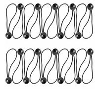 20 Unidades Gomas Elásticas con Bolas Negras - Correas Ajustables para Carpas, toldos y Lonas - Sujetadores Resistente para Mástiles, Banderas y Camping - Amarres Impermeables de Alta Tensión
