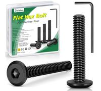 20 unidades M8 x 40 tornillos negros, Bolatus hexágono interior plano, tornillos de cabeza plana de acero inoxidable 304 con llave Allen para muebles, sillas de aparcamiento, aparatos eléctricos