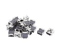 20 Unidades Mini USB Tipo B Enchufe Hembra 5-pines ángulo recto DIP Jack Conector