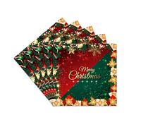 20 Unidades Servilletas de Papel para Fiesta de Navidad, Decoraciones de Mesa “Feliz Navidad” con Motivo de Nieve Roja y Verde, Servilletas de Papel Tisú para Almuerzo y Cena