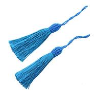 20 Unids 15.5 cm / 6 Pulgadas Silk Floss Marcador Borlas con 2 Pulgadas Cord Loop y Pequeño Nudo Chino Para La Fabricación de Joyas, Recuerdo, Marcadores, Accesorio de Artesanía DIY (Lago Azul)