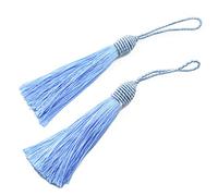 20 Unids 15.5 cm / 6 Pulgadas Silk Floss Marcador Borlas con 2 Pulgadas Cord Loop y Pequeño Nudo Chino Para La Fabricación de Joyas, Recuerdo, Marcadores, Accesorio de Artesanía DIY (Cielo Azul)