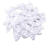 20 unids/Lote 3,5x5,7 cm Lazo de Cinta de poliéster Encaje Satinado Capas Dobles for Manualidades de Costura DIY(White)