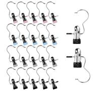20 Unids Perchas con Pinzas, Colgadores Antideslizantes para Colgar Ropa, Percha para Casa Ropero Cocina O BañO para Pantalones Faldas Calzado Sombreros Botas Y Guantes(Negro, Rosa, Azul, Gris)