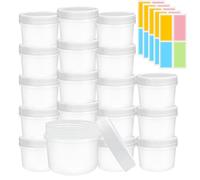 20 vasos de yogur con tapa, 160 ml, pequeños recipientes de plástico, tapas a prueba de fugas, reutilizables, recipientes de almacenamiento de alimentos para almuerzo, yogur, aperitivos de frutas