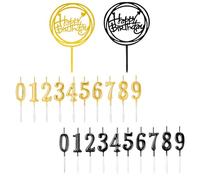 20 velas de cumpleaños, 2 insertos para pasteles, velas con números del 0 al 9, decoraciones para pasteles, decoraciones para pasteles de cumpleaños y aniversario