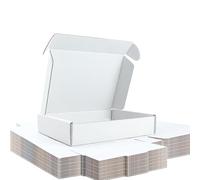 20 x 14 x 4 cm Cajas postales Pack de 25 Blanco | Caja postal de onda E, interior/exterior blanco, para joyería, papelería y e-commerce
