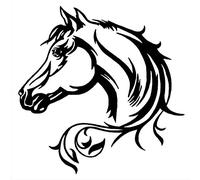 20 x 20 cm de pegatina de coche reflectante cabeza de caballo con hermosos animales, modelo de cuerpo, pegatina decorativa, pegatinas de coche, negro/blanco (negro)