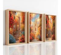 20 x 30 cm Juego de murales - Regalos, Decoración de Pared para Salón, Dormitorio, Comedor Casa, Estilo Europeo, Paisaje Urbano, Otoño, Calle Otoño, Hojas de Otoño, Viajes, Vacaciones, Vintage, sin