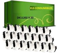 20 x DK11202 Etiquetas Compatible con Brother P-Touch QL-500 QL-570 QL-650 QL-700 QL-720 QL-800 QL-810 QL-820 QL-1100 QL-1110N | 62mm x 100mm | 300 Etiquetas por Rollo | Etiquetas para envíos, Papel