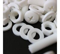 20 x Tornillo de cabeza troncónica Polipropileno Blancos (PP), Pernos Tornillos y Tuercas de Plástico, M6 x 20mm, arandelas