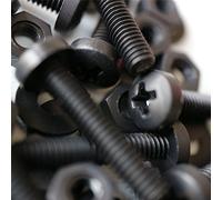 20 x Tornillo de cabeza troncónica Polipropileno Negros (PP), Pernos Tornillos y Tuercas de Plástico, M4 x 20mm, arandelas