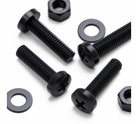 20 x Tornillo de cabeza troncónica Polipropileno Negros (PP), Pernos Tornillos y Tuercas de Plástico, M5 x 20mm, arandelas