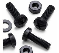 20 x Tornillo de cabeza troncónica Polipropileno Negros (PP), Pernos Tornillos y Tuercas de Plástico, M6 x 20mm, arandelas