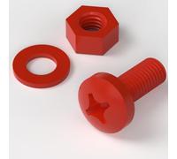 20 x Tornillo de cabeza troncónica Polipropileno Rojos (PP), Pernos Tornillos y Tuercas de Plástico, M8 x 20mm, arandelas