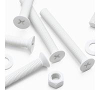 20 x tuercas y tornillos avellanados con agujero transversal Polipropileno Blancos (PP), Acrílico, Pernos Tornillos y Tuercas de Plástico, M5 x 40mm